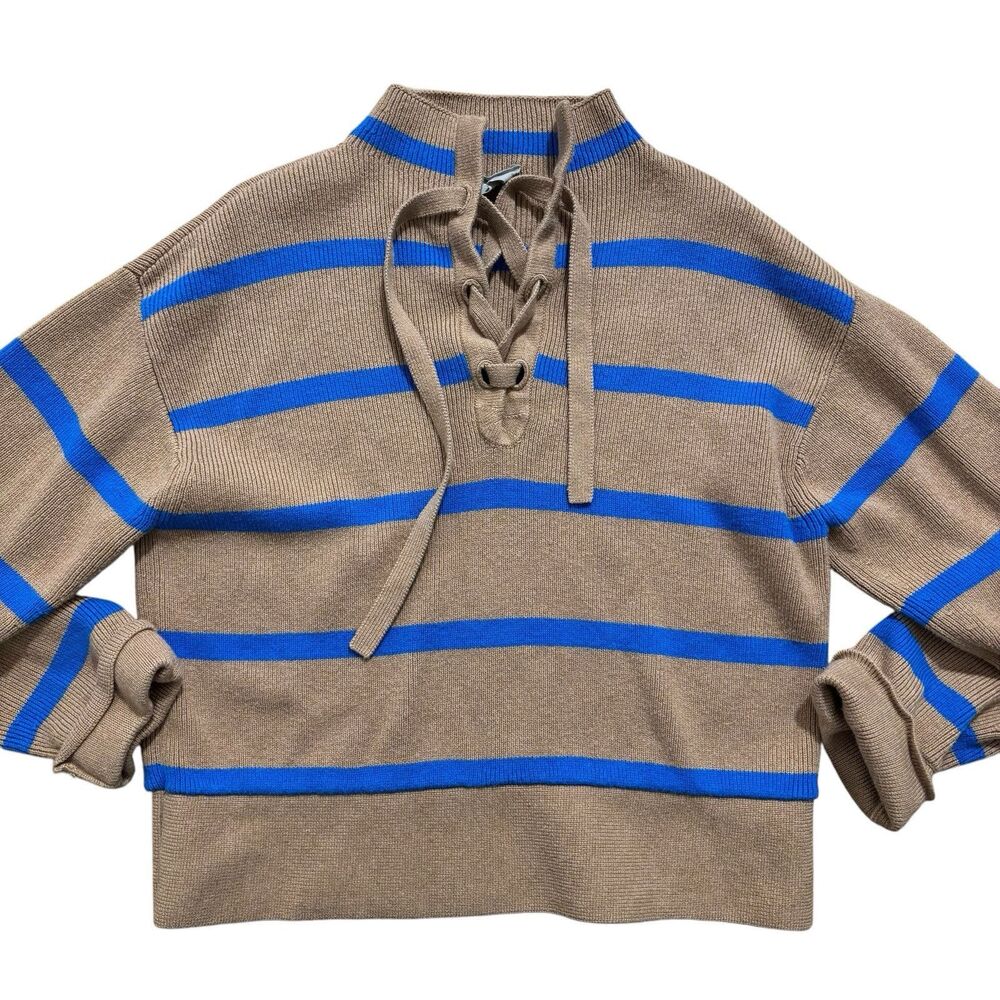 Everlane Tan and Blue Striped Sweater